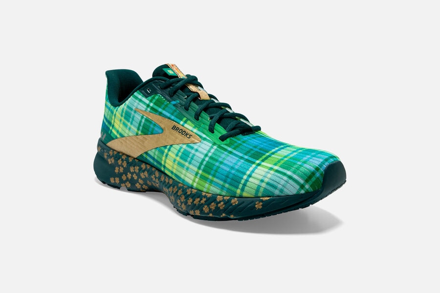 Launch 8 Road Brooks Running Shoes NZ Womens - Green/Gold - XGMNFY-479